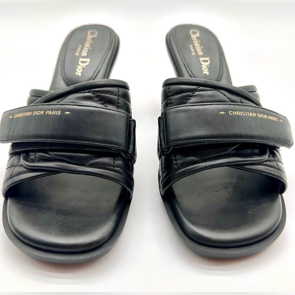 CHRISTIAN DIOR  Quilted Dio(r)evolution 80mm Slide Sandals 37 Black Leather EU37 - Picture 5 of 11